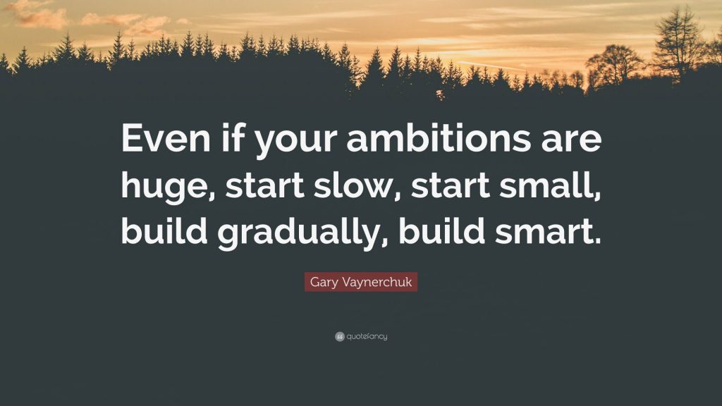 ‘Even if your ambitions are huge, start slow, start small, build gradually, build smart.’